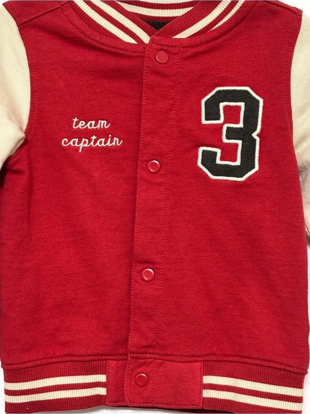 🎉 (18m) Carter's Toddler Boy Red Cream Varsity Snap Front Jacket